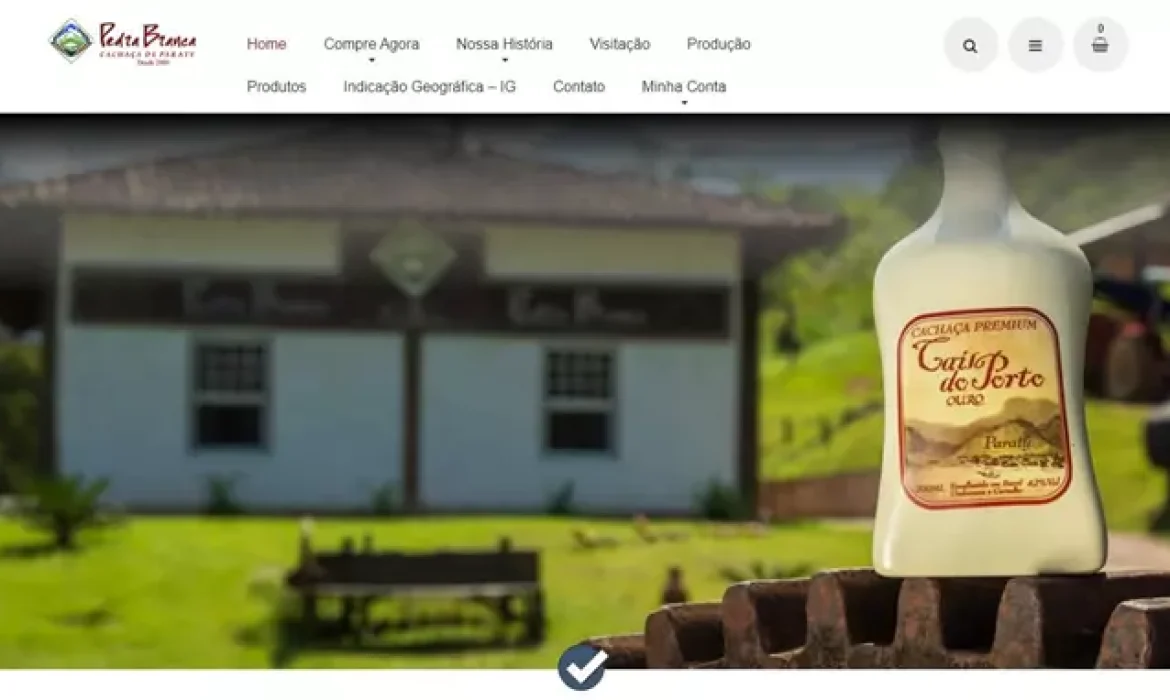 Loja Virtual e site desenvolvido por Imasterweb Soluções Digitais para o alambique Cachaça Pedra Branca na cidade de Paraty.