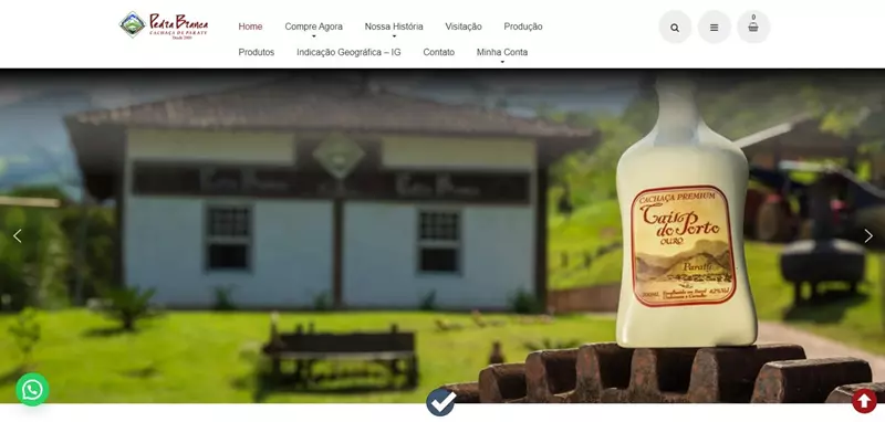 Loja Virtual e site desenvolvido por Imasterweb Soluções Digitais para o alambique Cachaça Pedra Branca na cidade de Paraty.
