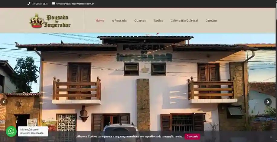 Site criado pelo Estúdio Imasterweb Soluções Digitais para a Pousada do Imperador na cidade de Paraty no RJ