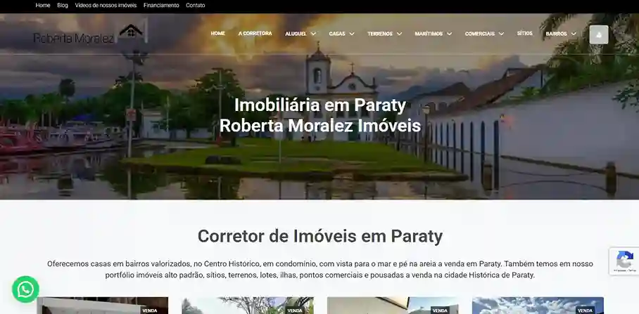 Site criado pelo Estúdio Imasterweb Soluções Digitais para a imobiliária Roberta Moralez Imóveis em Paraty no RJ.