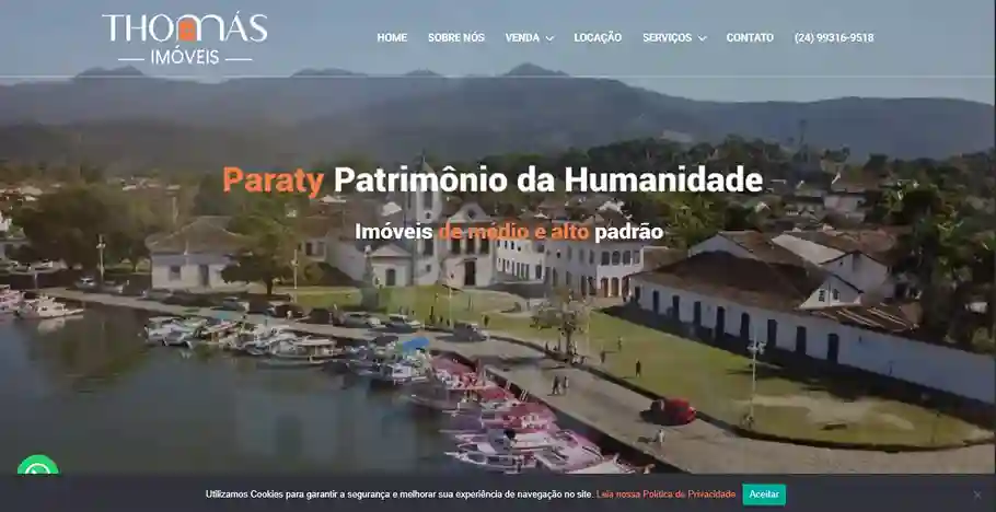 Site criado Thomás Imóveis Paraty