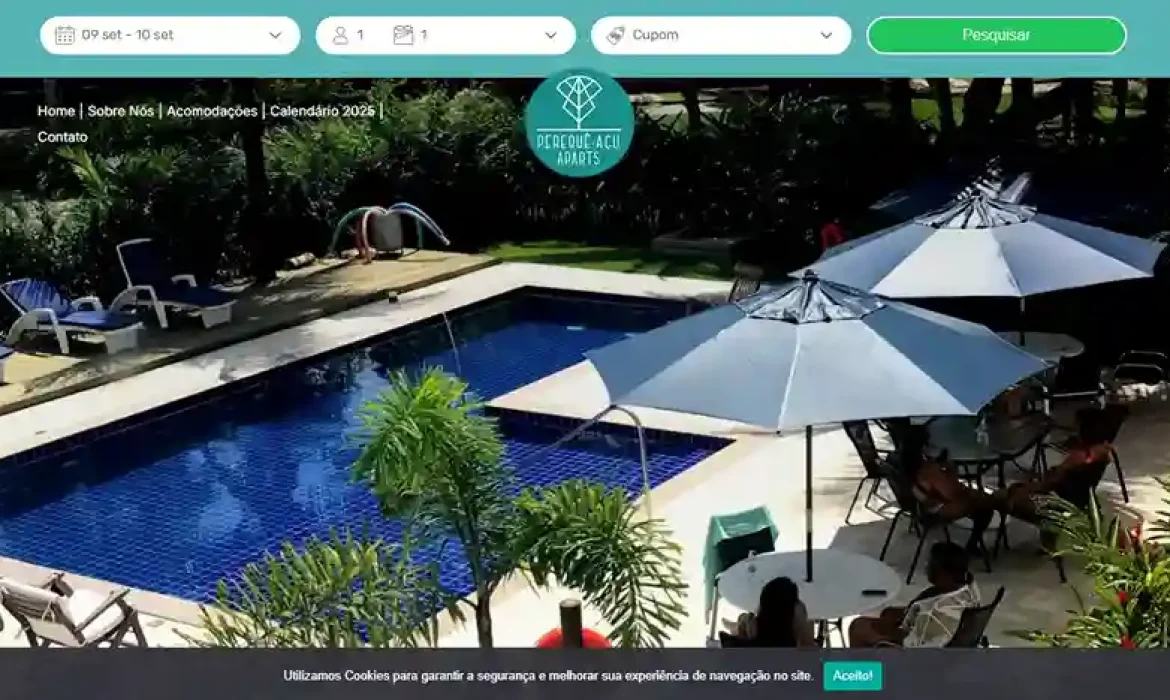 Site criado pelo Estúdio Imasterweb Soluções Digitais para a Pousada Perequê Açú Aparts na cidade de Paraty no RJ.