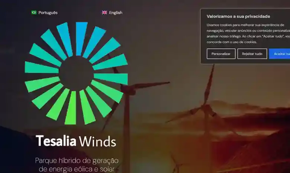 Site criado Para Empresa Tesália Winds