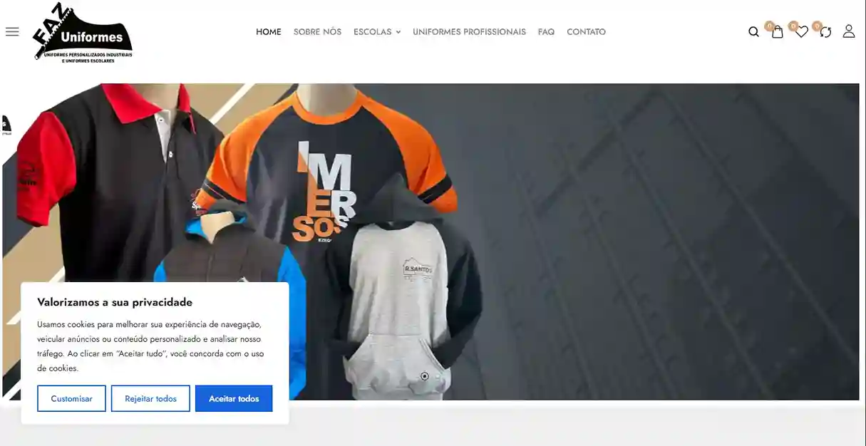 Loja Virtual criada para Faz Uniformes