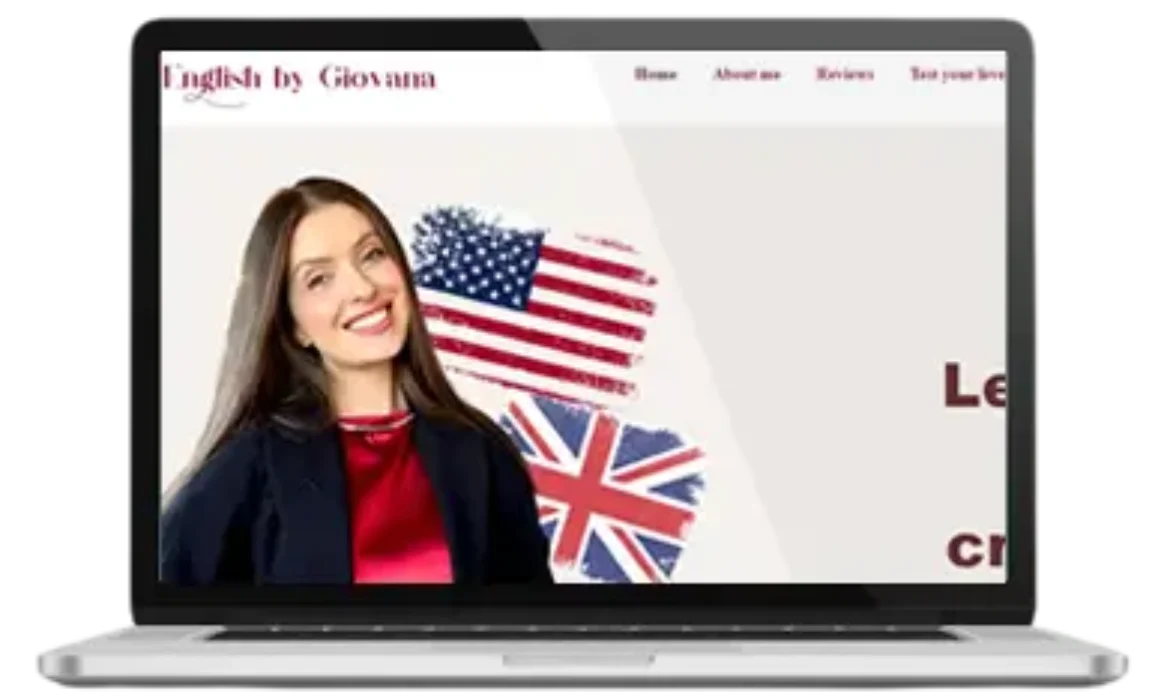 Landing Page criada para English By Giovana. Página de alta conversão projetada para gerar acessos ao curso online.