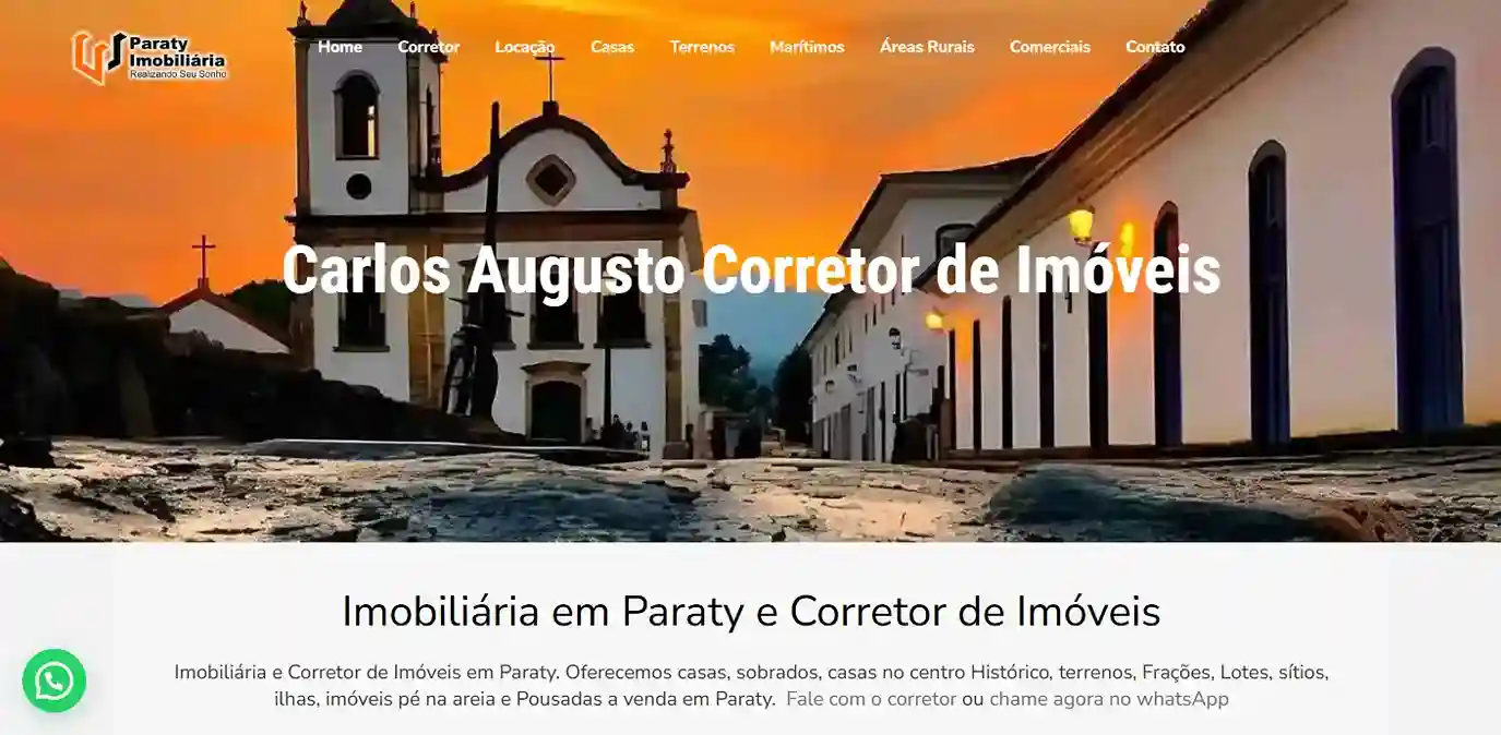 Site para imobiliária e corretor de imóveis desenvolvido por Imasterweb Soluções Digitais para a Paraty Imobiliária.