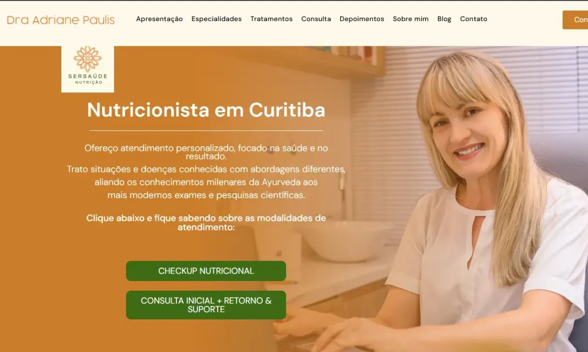 Criação de site na cidade de Curitiba em formato responsivo, exclusivo, na plataforma wordpress, rápidos para nutricionista.