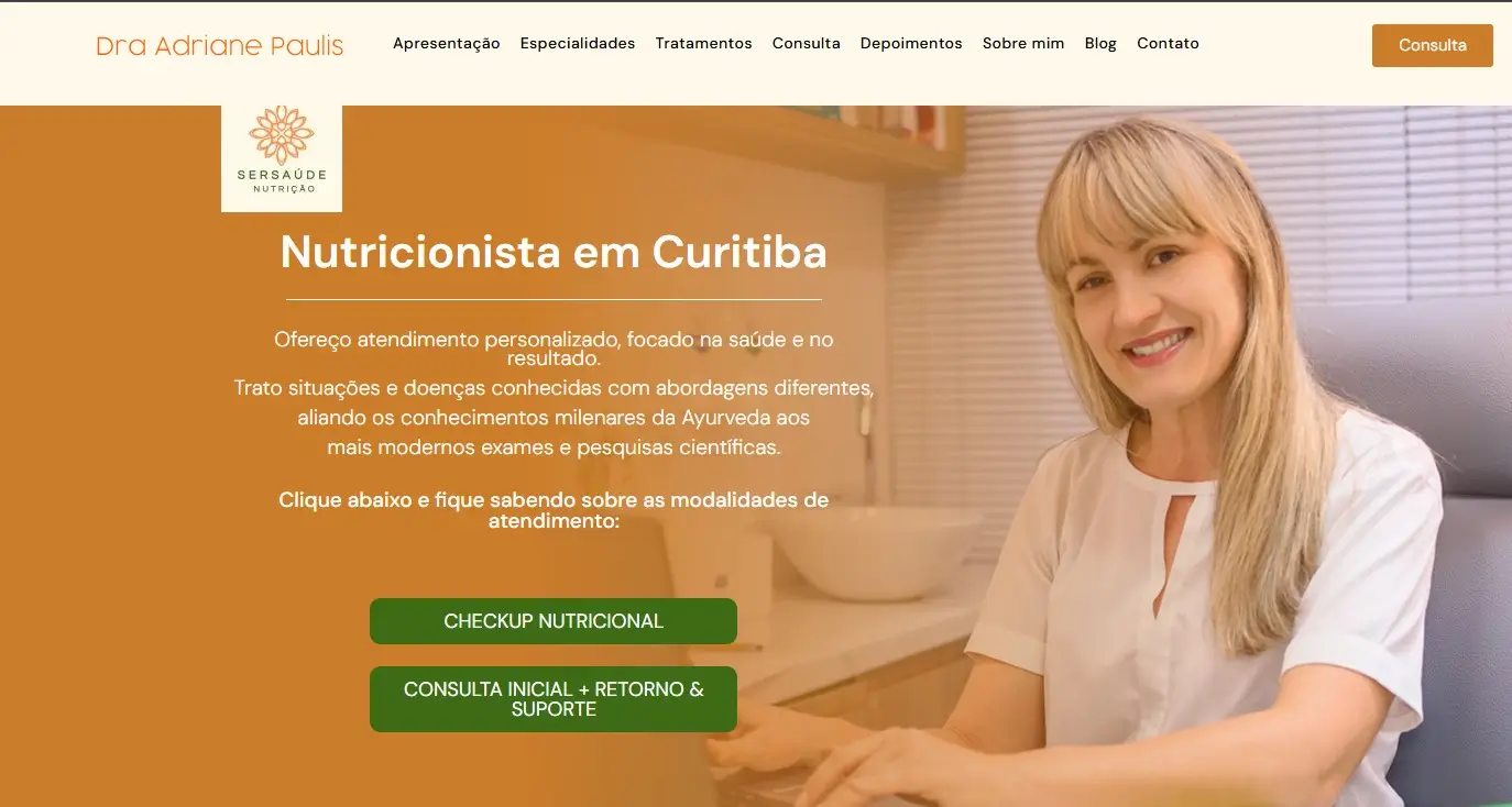 Criação de site na cidade de Curitiba em formato responsivo, exclusivo, na plataforma wordpress, rápidos para nutricionista.